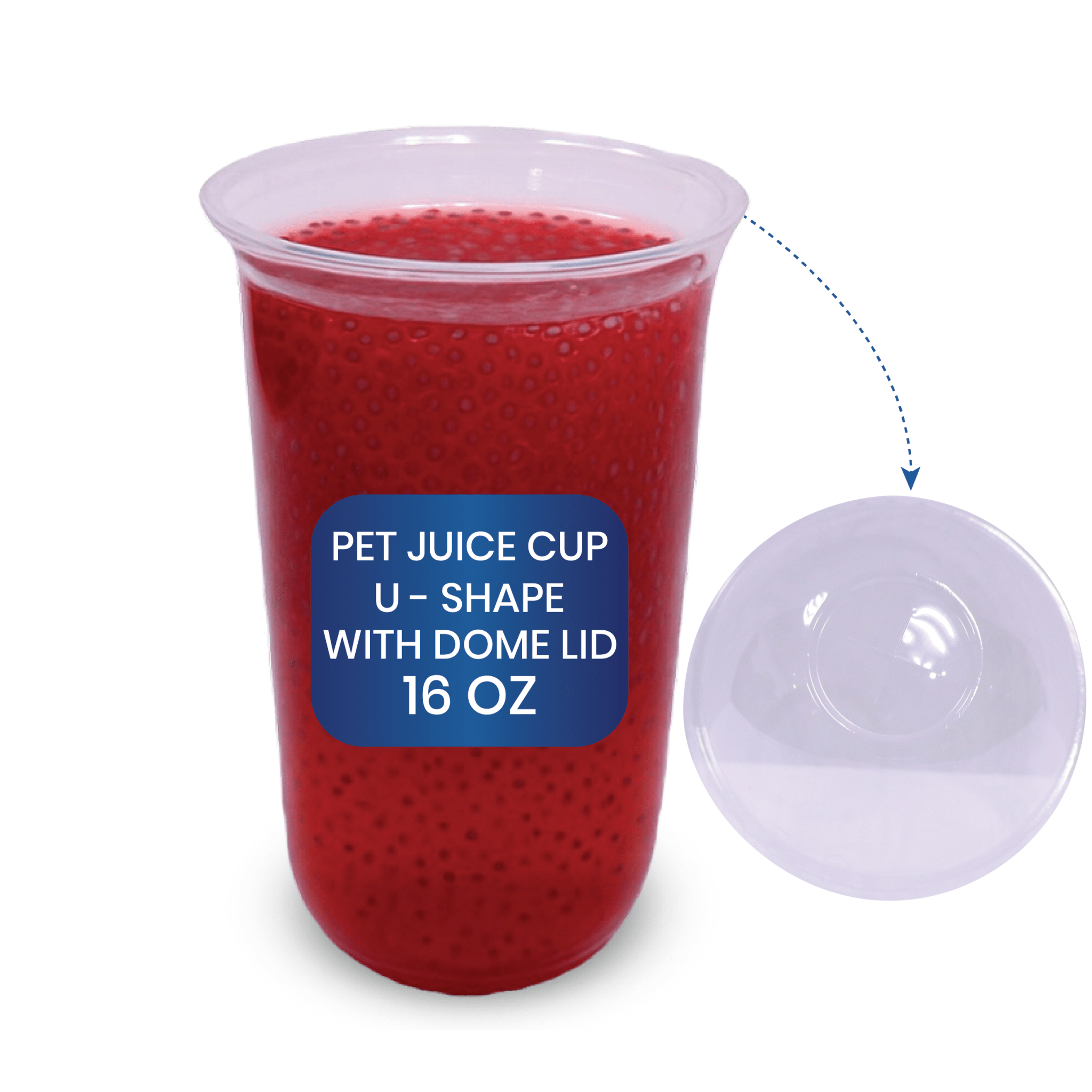 PET U Shape Juice Cups with Lids 10 OZ to 16 OZ - SNH Packing