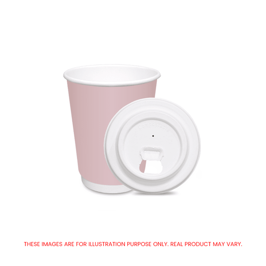Pink Double Wall Paper Cups with Bagasse Lids - SNH Packing