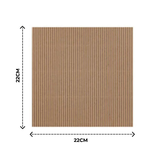 Brown rectangular sheet with dimensions 22cm x 22cm on a white background