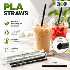 PLA Black Straws Individually Wrapped 100 PCS Eco Friendly - SNH Packing