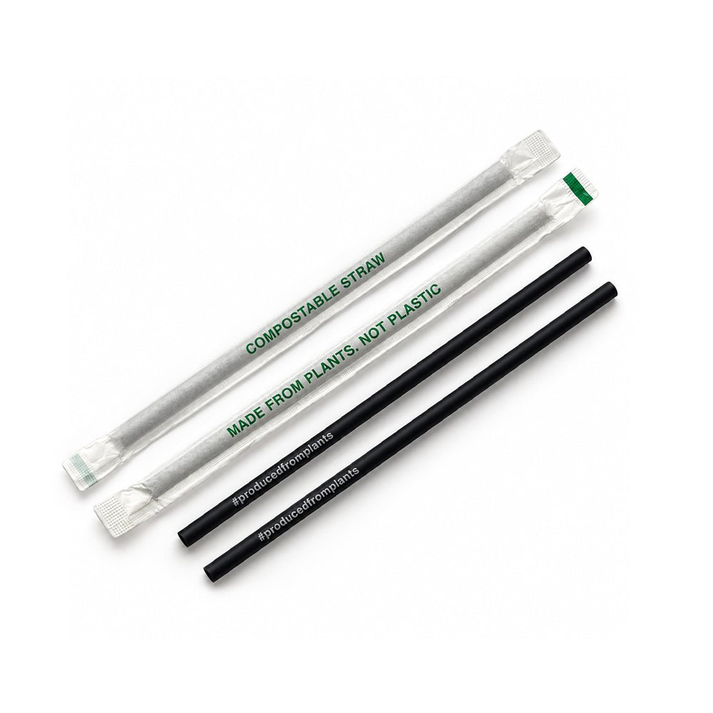 PLA Black Straws Individually Wrapped 100 PCS Eco Friendly - SNH Packing