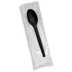PLA Cutlery Pack – Black Spoon & Napkin | Eco - Friendly - SNH Packing