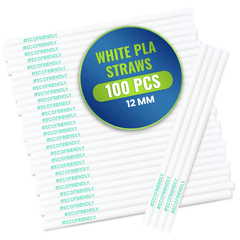PLA White Straws Individually Wrapped | 100PCS - SNH Packing