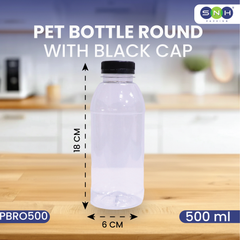 Round PET Bottles with Cap – Clear, Leak-Proof & Food-Grade