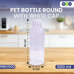 Round PET Bottles with Cap – Clear, Leak-Proof & Food-Grade