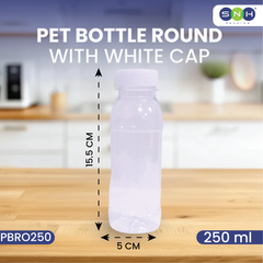 Round PET Bottles with Cap – Clear, Leak-Proof & Food-Grade