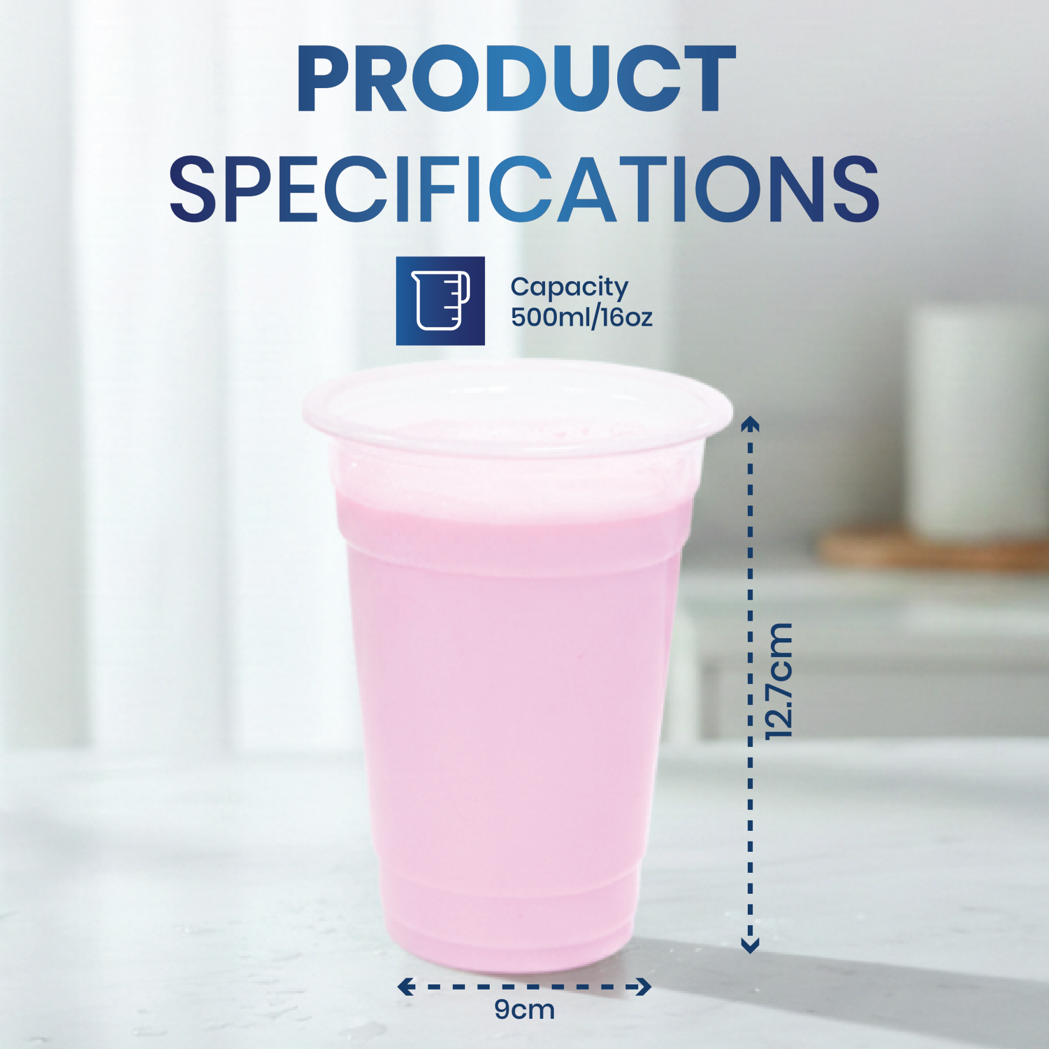 PP Juice Cups Clear 16oz 24oz 90 95 DIA Disposable Cups - SNH Packing
