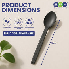 PSM Black Spoon 16cm 1000 Pieces Heavy Duty Disposable Cutlery - SNH Packing