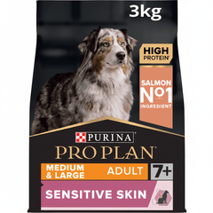 Purina Pro Plan Sensitive Skin Medium and Large Senior 7+, Dry Dog food with Salmon, 3 kg - SNH Packing