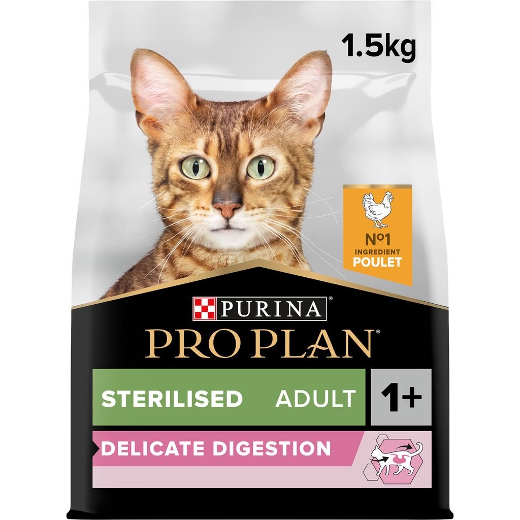 Purina Pro Plan Sterilised Adult Delicate Digestion Dry Cat Food with Chicken, 1.5 kg - SNH Packing