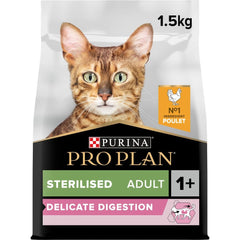 Purina Pro Plan Sterilised Adult Delicate Digestion Dry Cat Food with Chicken, 1.5 kg - SNH Packing