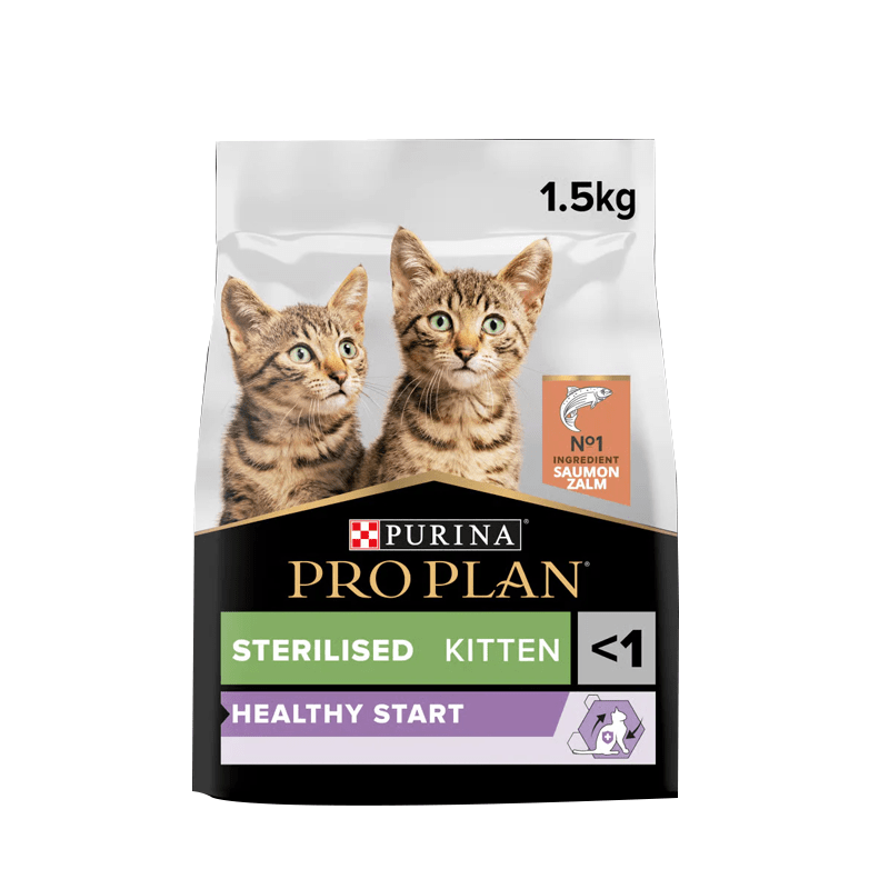 Purina Pro Plan Sterilised Kitten Healthy Start, Dry Cat Food with Salmon, 1.5 kg - SNH Packing