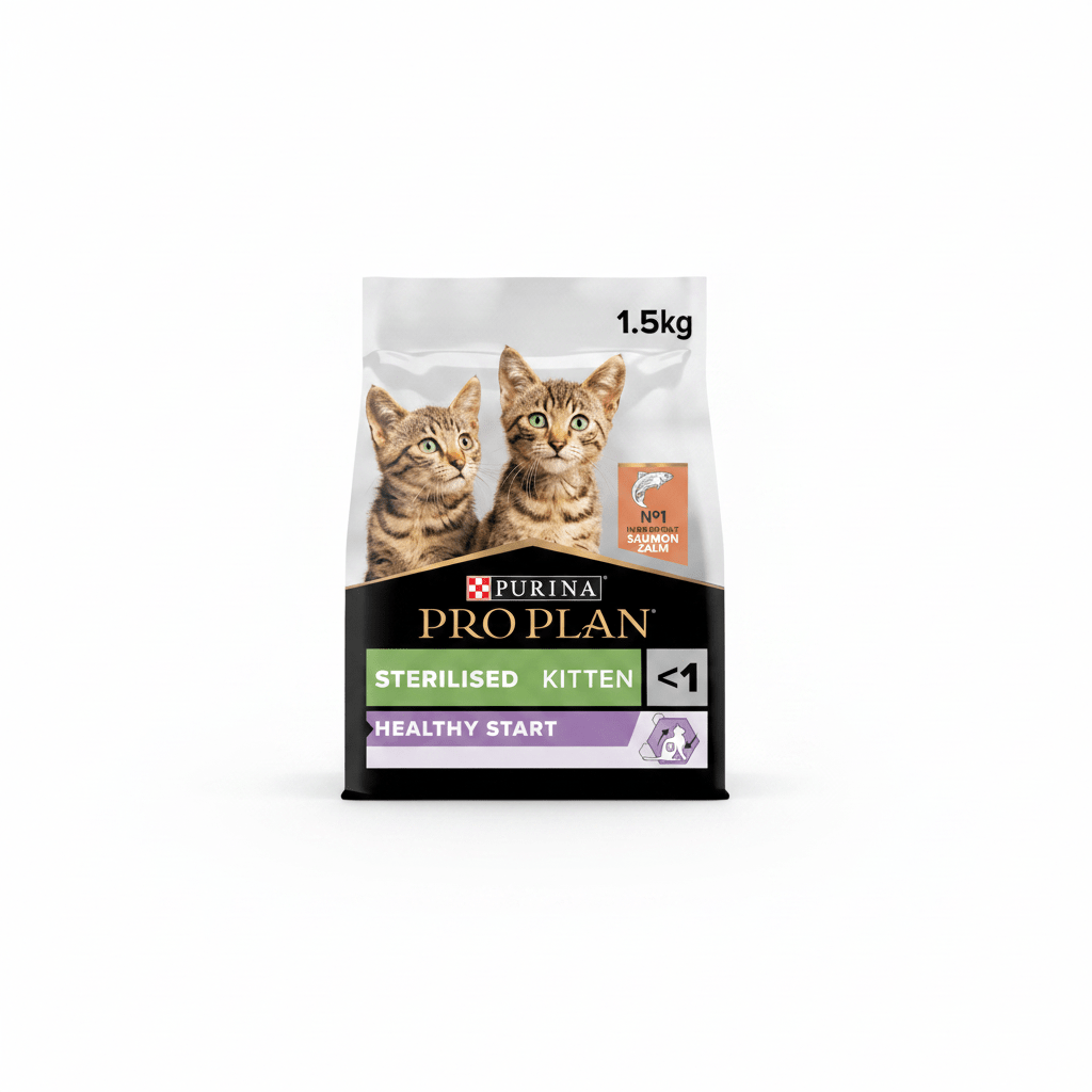 Purina Pro Plan Sterilised Kitten Healthy Start, Dry Cat Food with Salmon, 1.5 kg - SNH Packing