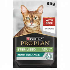 Purina Pro Plan Sterilised Wet Cat Food, Beef in Gravy, 26 x 85g - SNH Packing