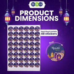 Ramadan Kareem Sheet Paper Stickers 5cm Round - SNH Packing
