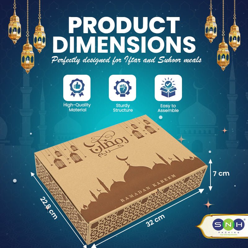 Ramadan Special Meal Box Perfect for Iftar & Suhoor (32×22.8×7cm) - SNH Packing