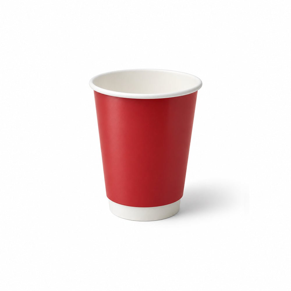Red Double Wall Paper Cups 4oz 8oz 12oz Insulated - SNH Packing