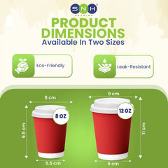 Red Double Wall Paper Cups with Bagasse Lids - SNH Packing