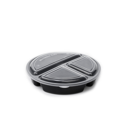 Microwave Container Round with Lid – White & Black | Multiple Sizes | Food Storage & Takeaway Containers