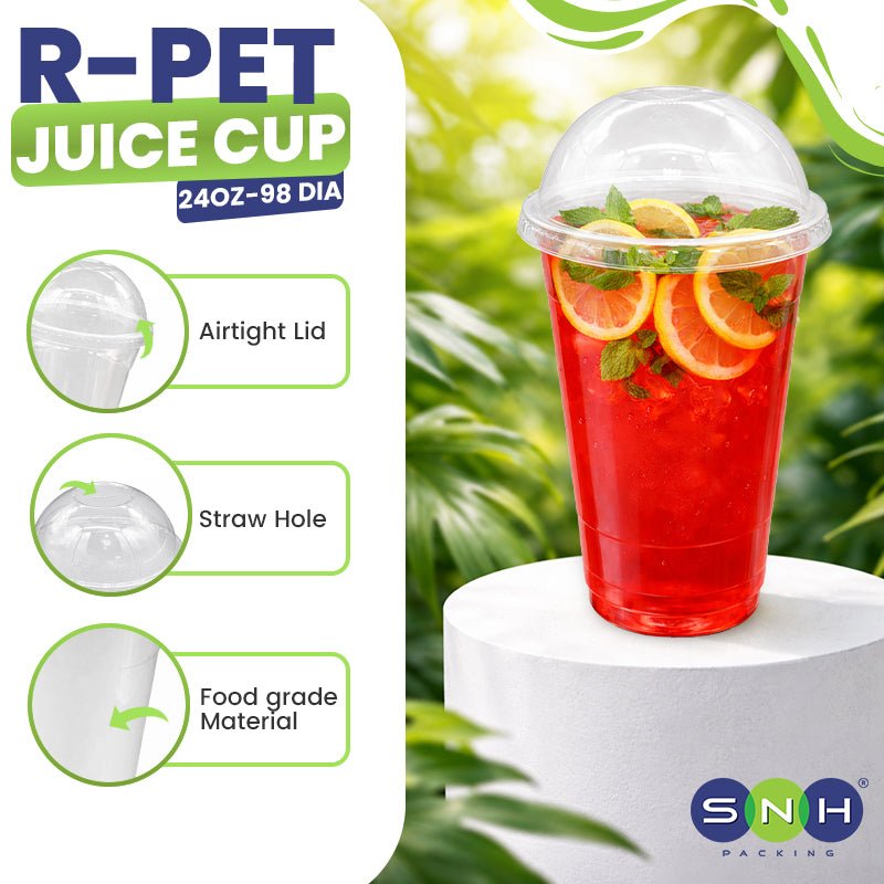 RPET Cups With Lid - Disposable Cold Drink Cups - SNH Packing