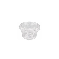 Clear plastic container with lid on a white background