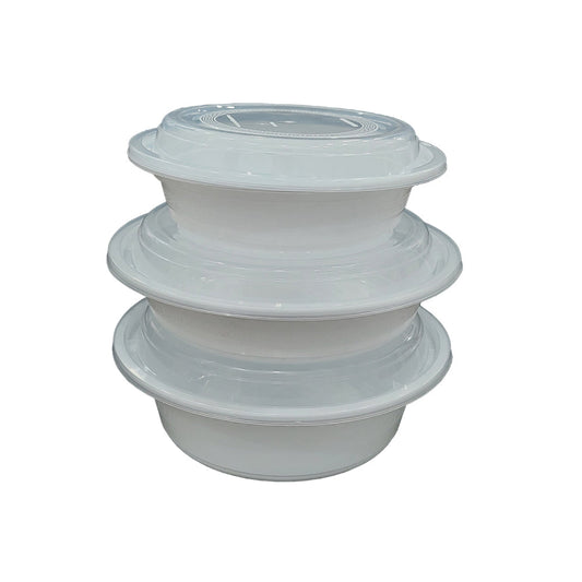 Microwave Container Round White With Lid 1X150 Pieces