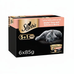 Sheba Flaked Tuna Topped with Salmon Wet Cat Food 5+1 FREE - 6X85G - SNH Packing