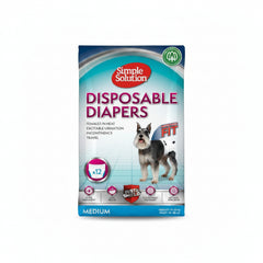 Simple Solution Disposable Female Dog Diapers, White, Medium, Pack of 12, M (Pack of 1) - SNH Packing