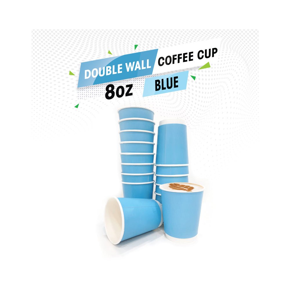 Sky Blue Double Wall Paper Cups 4oz 8oz 12oz Insulated - SNH Packing