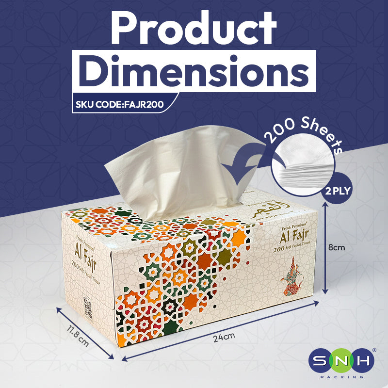 SNH Al Fajr facial tissue 200 sheets disposable tissue pack UAE