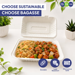 Bagasse Lunch Boxes Eco Friendly Biodegradable Disposable Boxes
