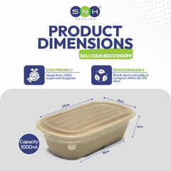 SNH bagasse oval 1000ml biodegradable takeaway container UAE