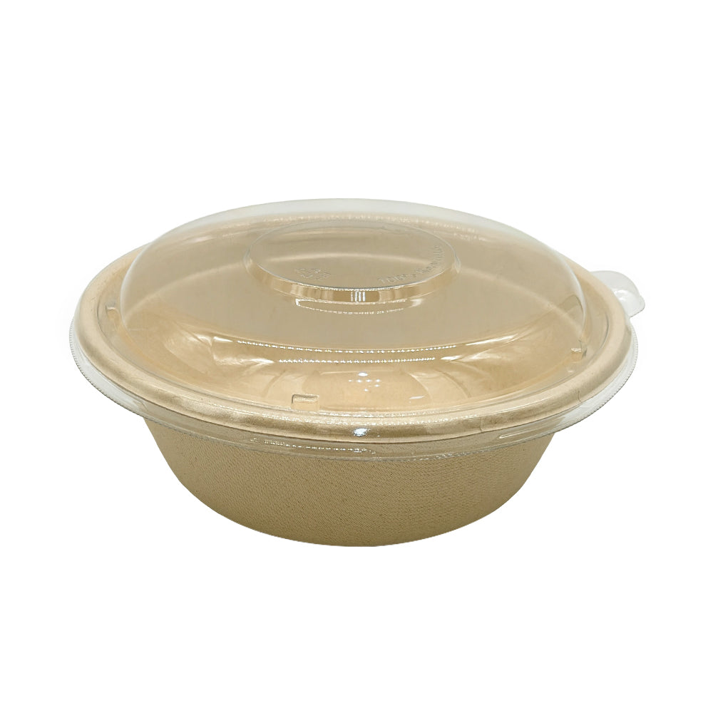SNH bagasse round container with PET lid 40oz eco friendly food container UAE