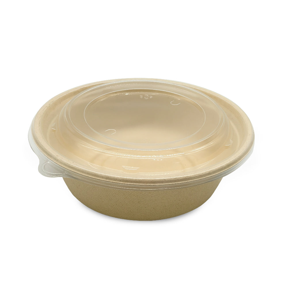 SNH bagasse round container with PP lid 40oz eco friendly food container UAE