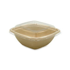 SNH bagasse square bowl container with PET lid 350ml eco friendly bowl UAE