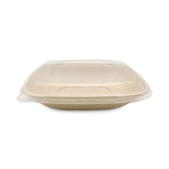 32oz square bagasse food container with transparent PP lid for takeaway and food packaging