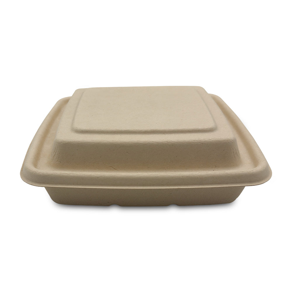 Beige biodegradable food container lid on a white background