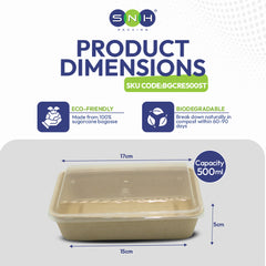 SNH bagasse ST500 500ml biodegradable takeaway container UAE