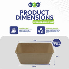 SNH bagasse ST950 950ml biodegradable takeaway container UAE
