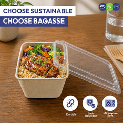 SNH bagasse ST950 950ml sustainable takeaway food box UAE