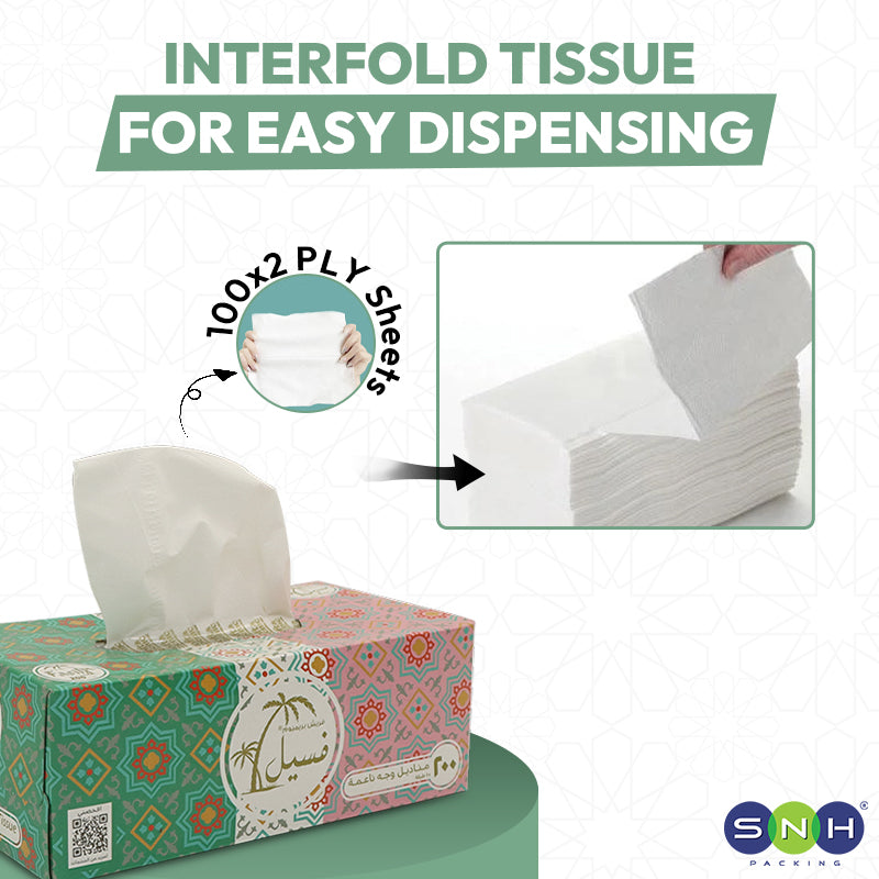 SNH Fasil facial tissue 200 sheets household tissue paper UAE
