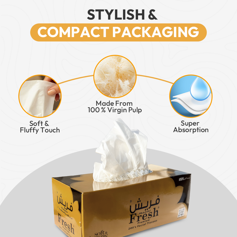 SNH Fresh premium facial tissue 200 sheets hygiene paper tissue UAE