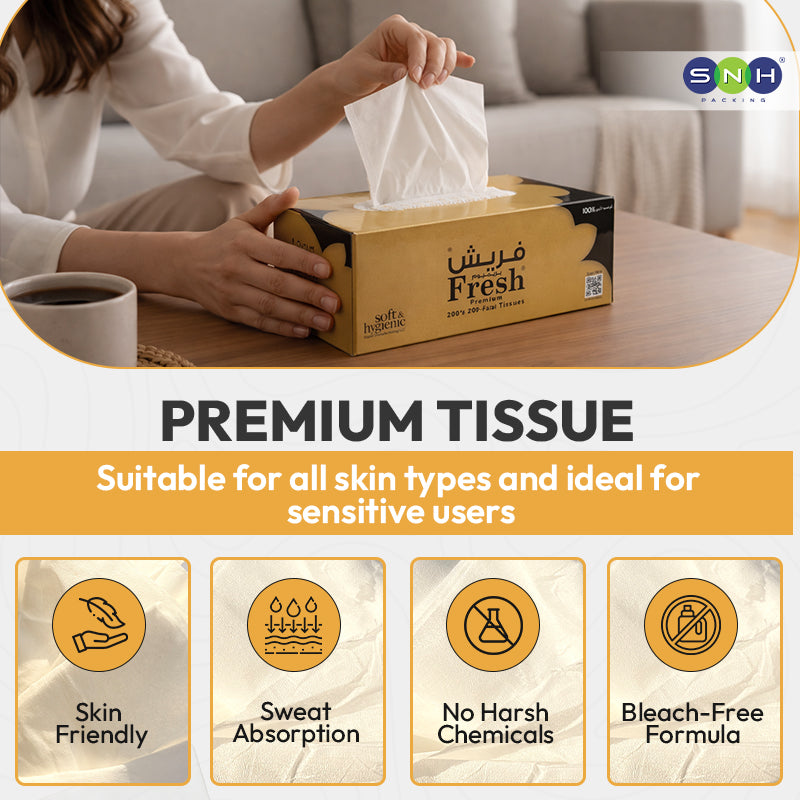 SNH Fresh premium facial tissue 200 sheets premium soft tissues UAE