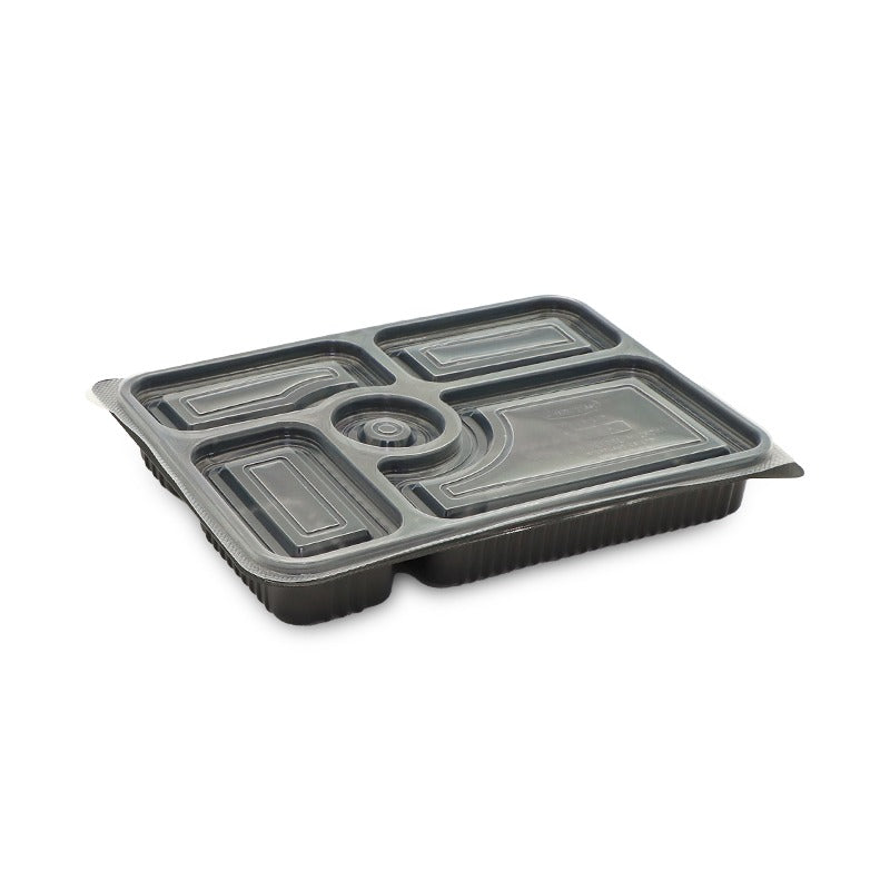SNH Packing black microwave container 5 compartment food container UAE