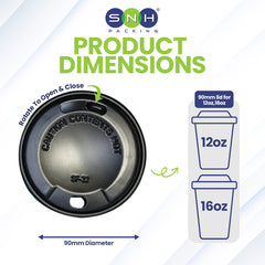 SNH 90mm black PP slider lid for paper cups UAE