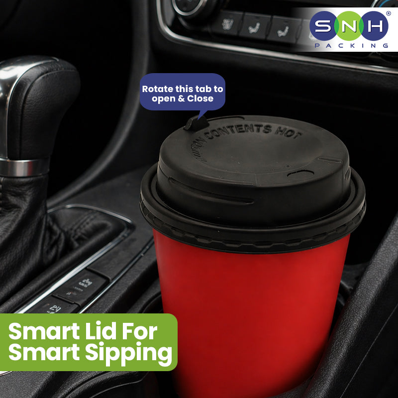 SNH 90mm black PP slider lid for paper cups UAE