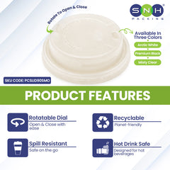 SNH disposable smoky PP slider lid 90mm cup cover UAE