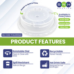 Paper Cup PP Slider Lid 90 Dia Clear