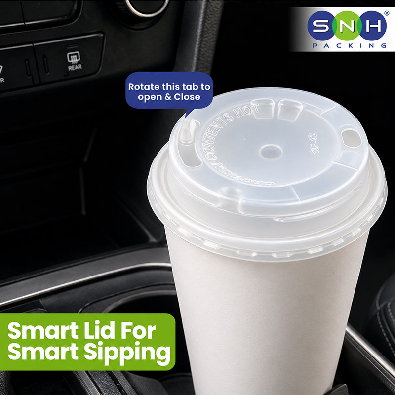 Paper Cup PP Slider Lid 90 Dia Clear