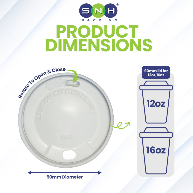 SNH 90mm white PP slider lid for paper cups UAE
